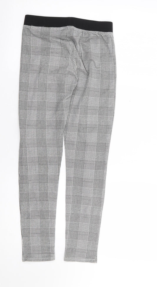 H&M  Girls Black Check Cotton Jogger Trousers Size 12 Years L24 in Regular