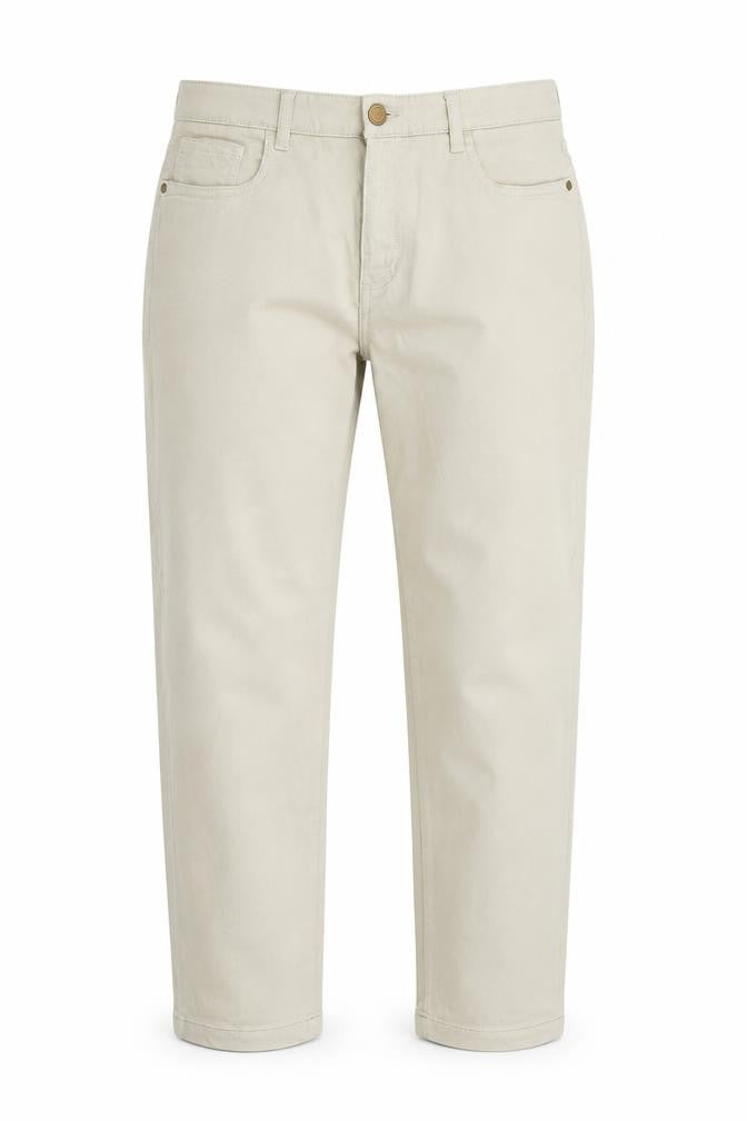 F&F Womens Beige  Cotton Straight Jeans Size 10 L25 in Regular Zip