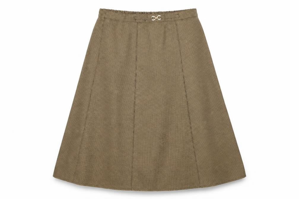 Damart Womens Brown Houndstooth Polyester A-Line Skirt Size 12