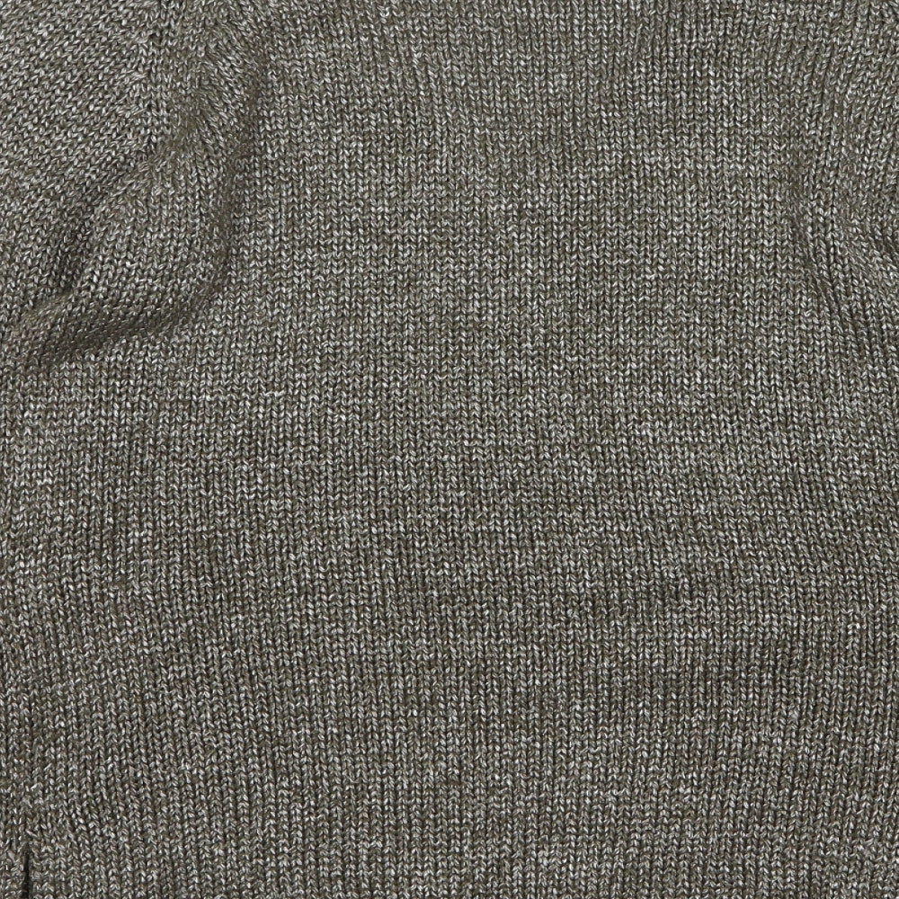 Brave Soul Womens Green V-Neck  Acrylic Pullover Jumper Size S