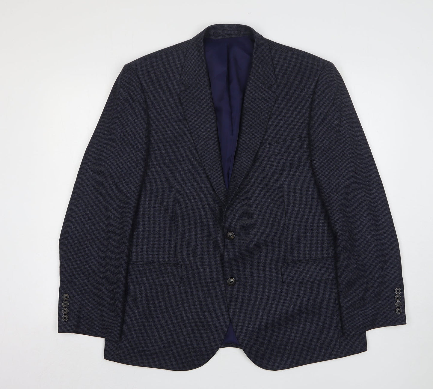 Marks and Spencer Mens Blue Houndstooth Viscose Jacket Suit Jacket Size 42