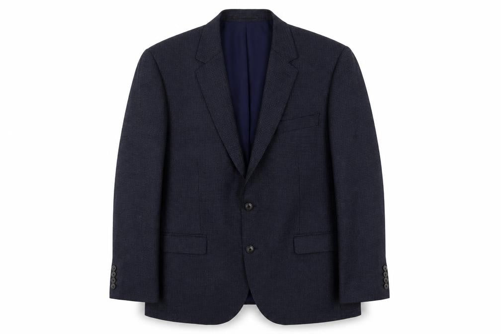 Marks and Spencer Mens Blue Houndstooth Viscose Jacket Suit Jacket Size 42