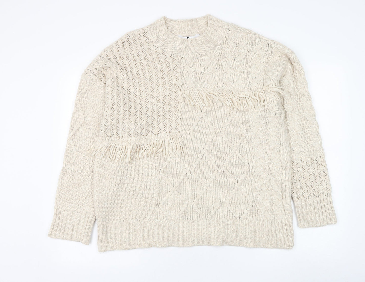 Very Womens Beige Round Neck  Acrylic Pullover Jumper Size L