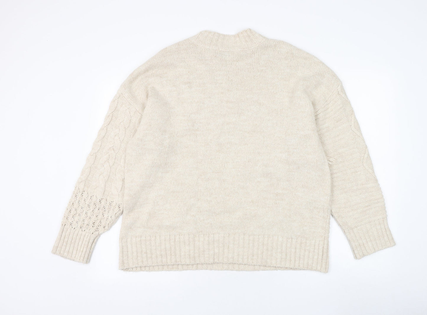 Very Womens Beige Round Neck  Acrylic Pullover Jumper Size L