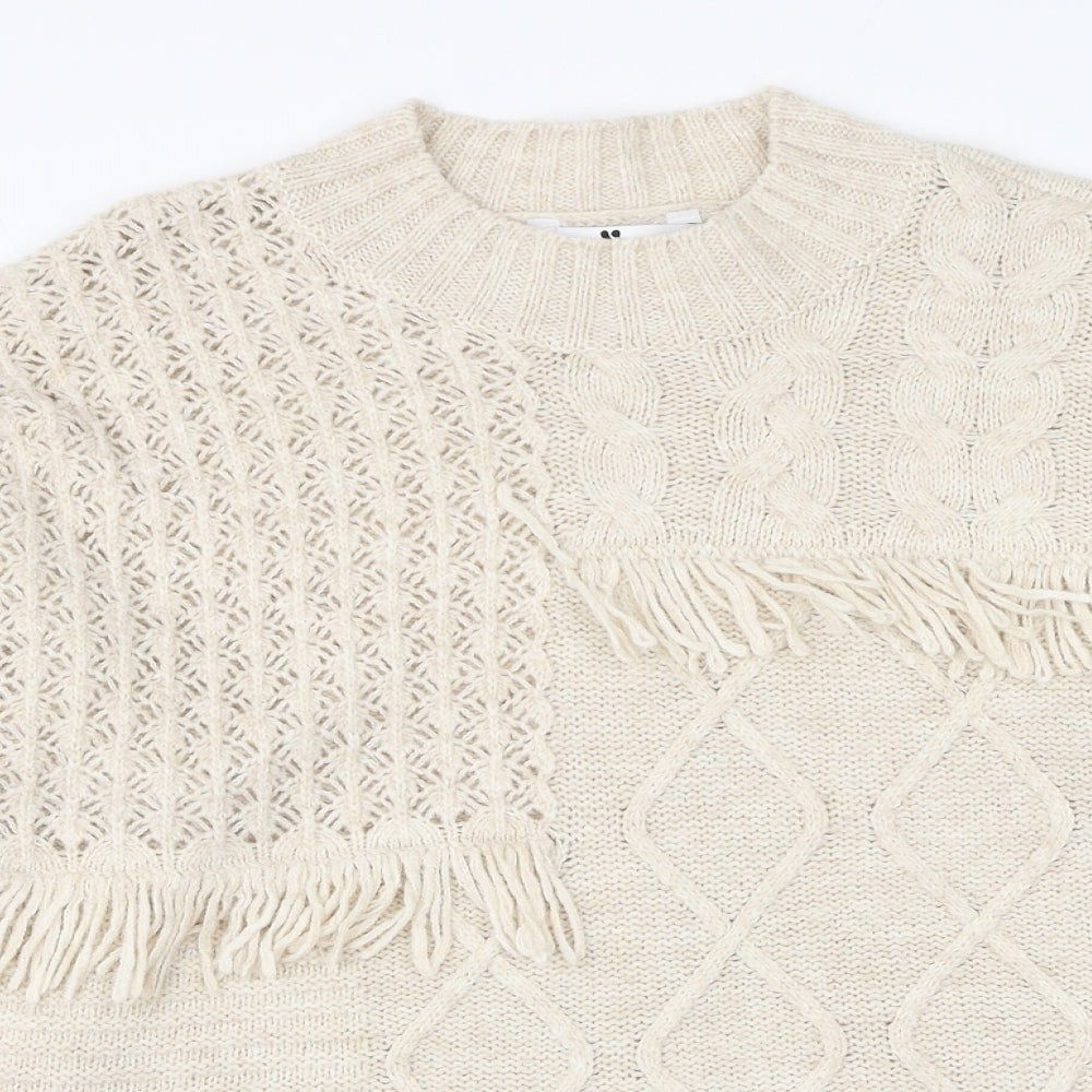 Very Womens Beige Round Neck  Acrylic Pullover Jumper Size L