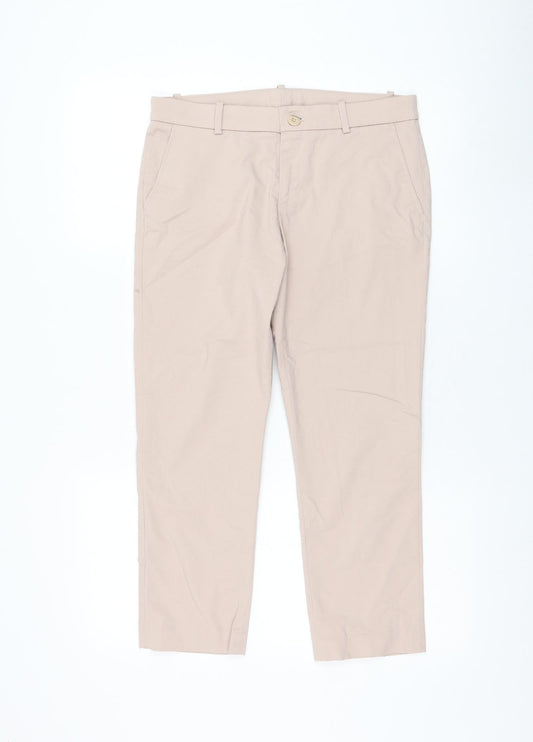 Uniqlo Womens Pink  Polyester Cropped Trousers Size 30 in L23 in Regular Zip