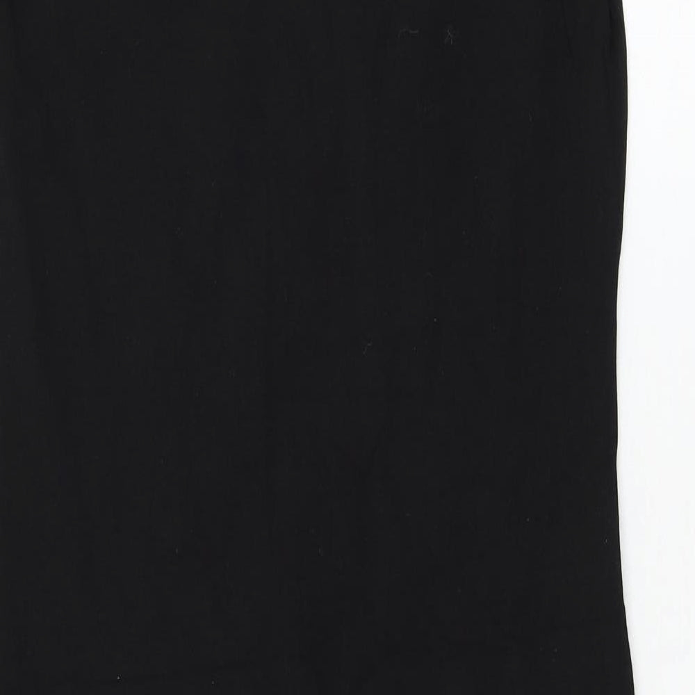 Amisu Womens Black Geometric Polyester Tank Dress  Size 10  Round Neck Pullover