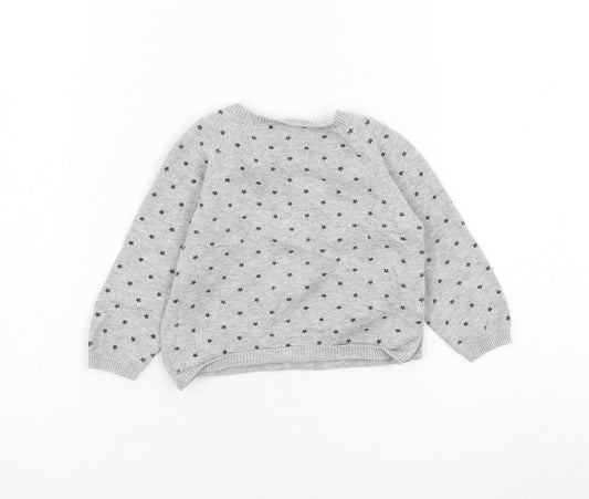 Matalan Girls Grey  Cotton Pullover Jumper Size 6-9 Months  Pullover - Star