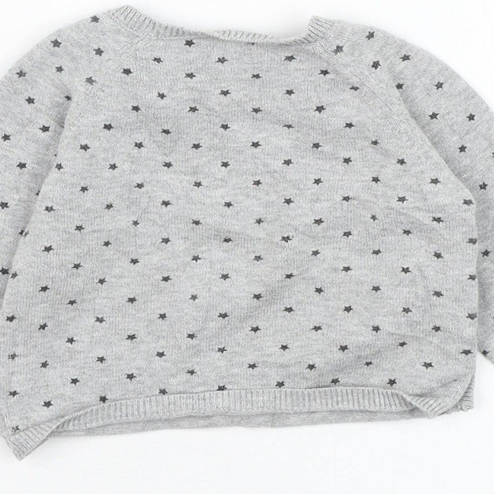 Matalan Girls Grey  Cotton Pullover Jumper Size 6-9 Months  Pullover - Star
