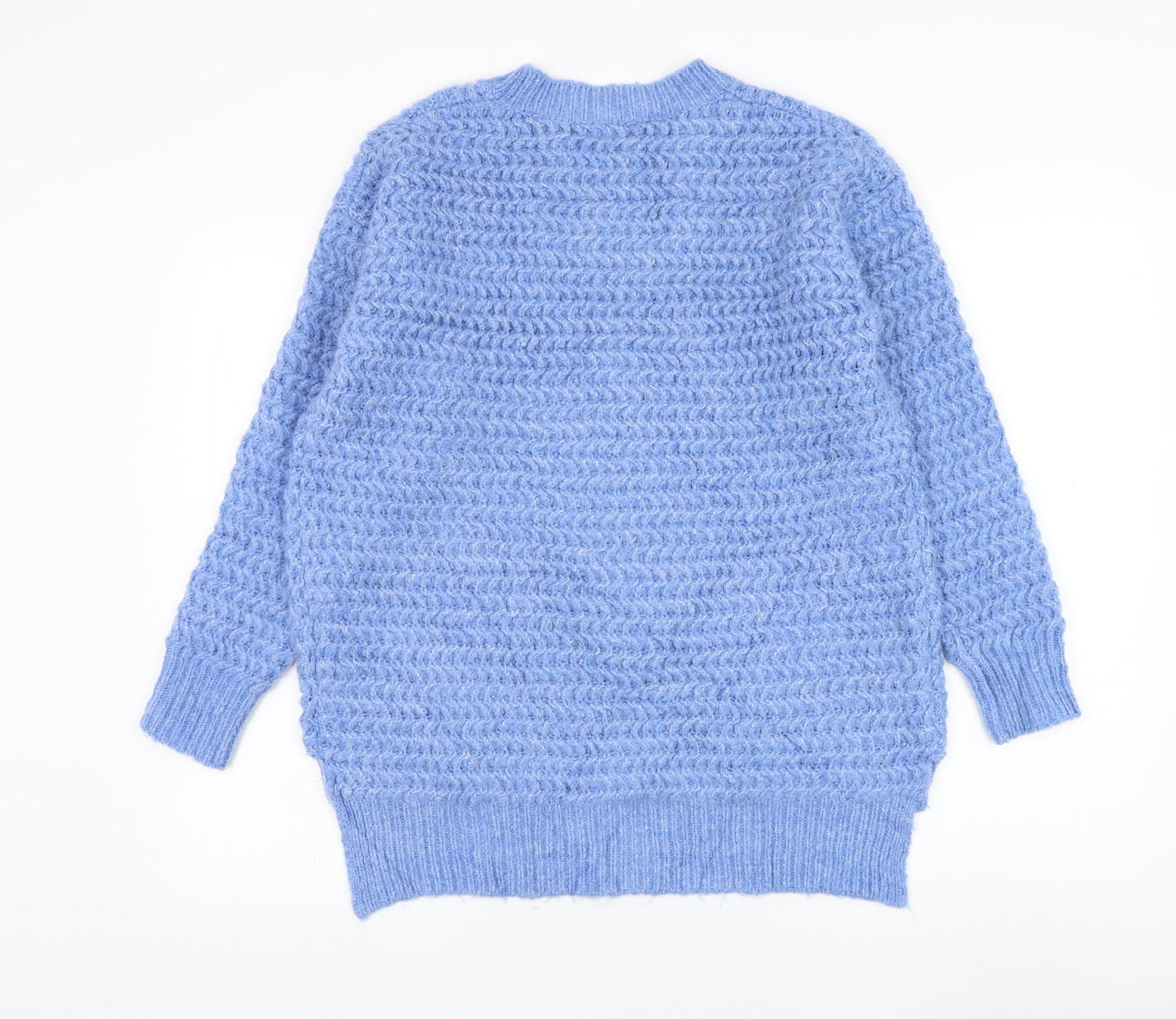 Missguided Womens Blue Round Neck  Acrylic Pullover Jumper Size 6