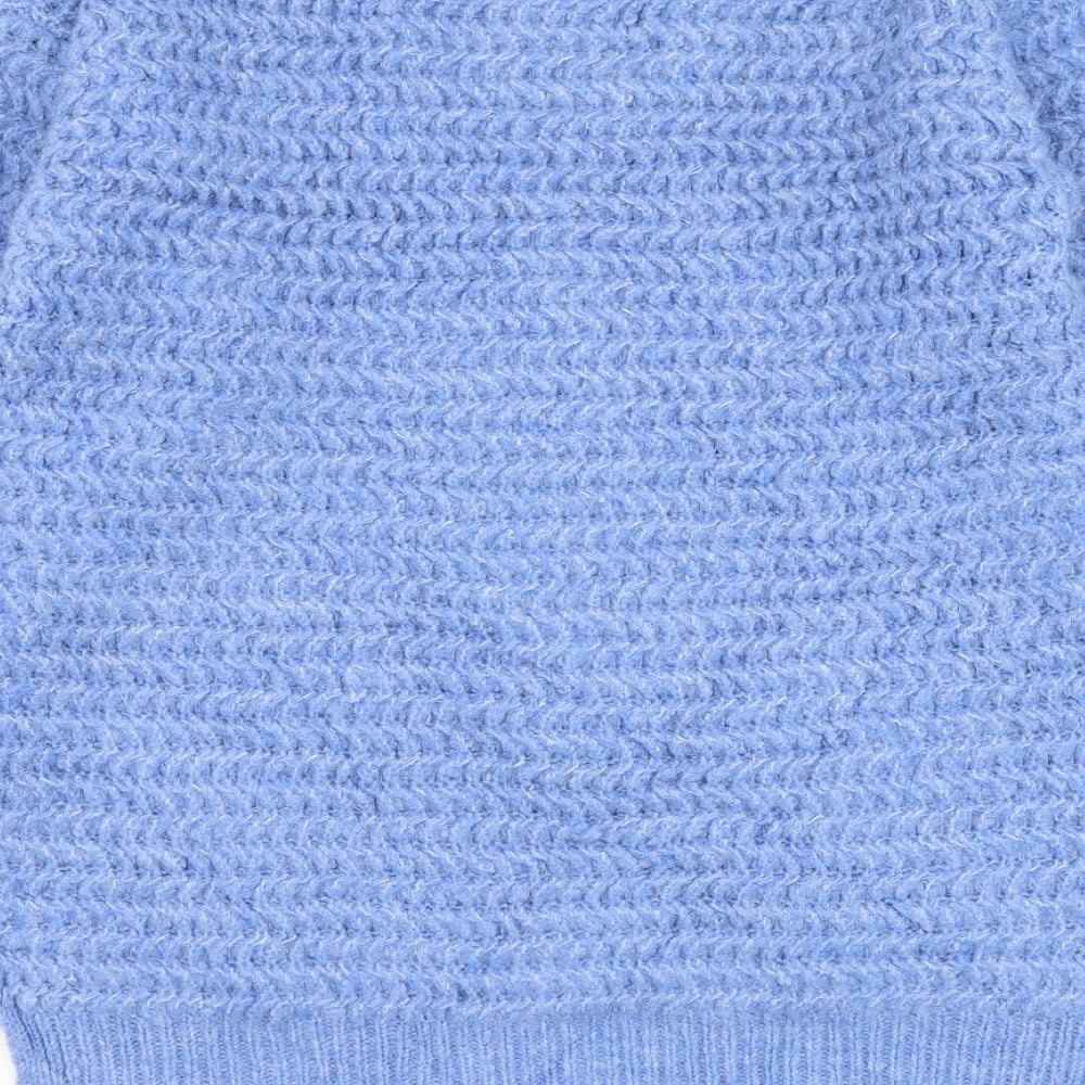 Missguided Womens Blue Round Neck  Acrylic Pullover Jumper Size 6