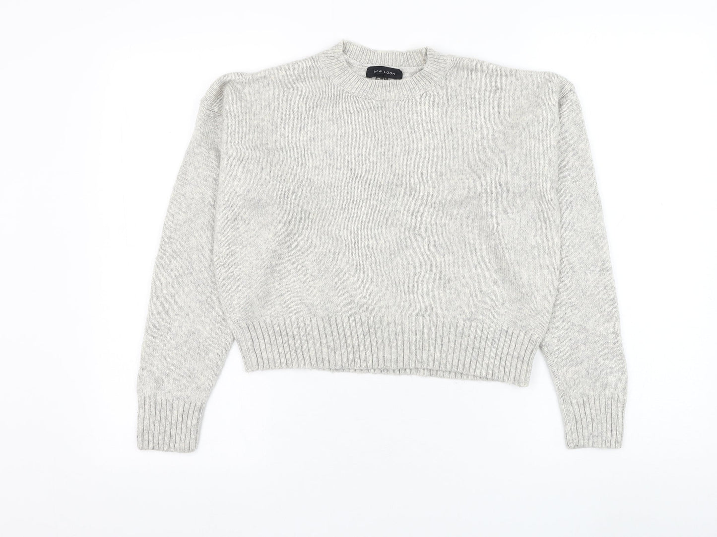 New Look Womens Grey Round Neck  Acrylic Pullover Jumper Size S