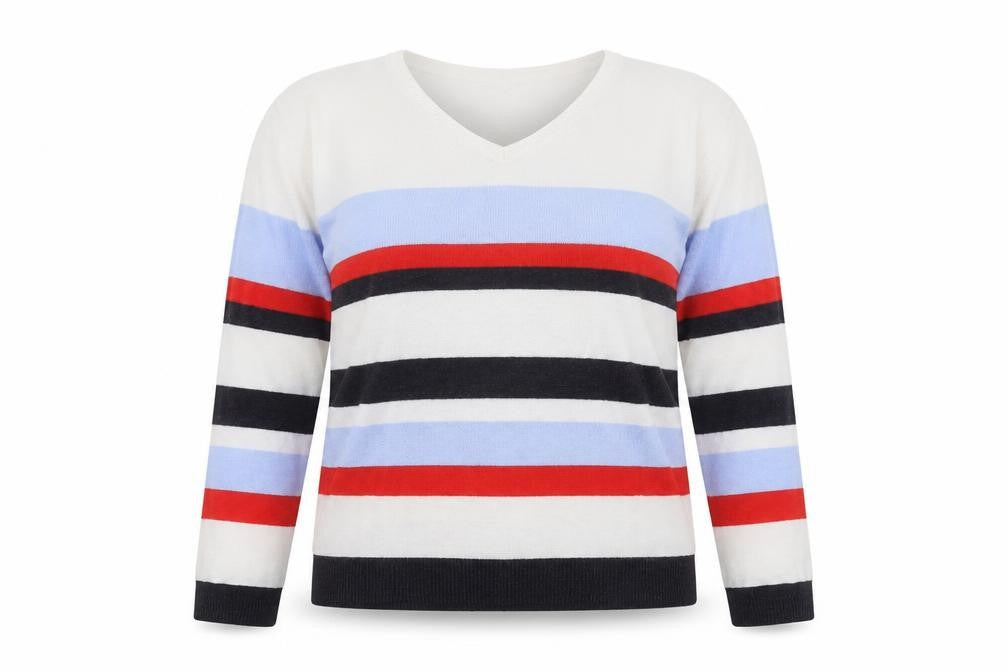 Marks and Spencer Womens Multicoloured Round Neck Striped Viscose Pullover Jumper Size 14
