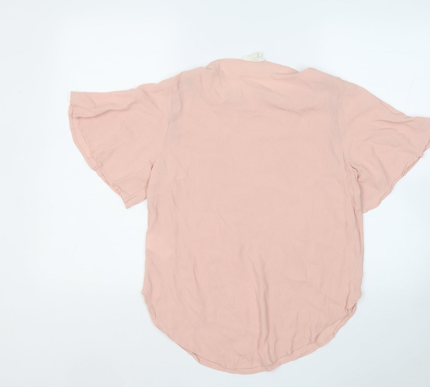 H&M Womens Pink  Viscose Basic Blouse Size 8 Round Neck
