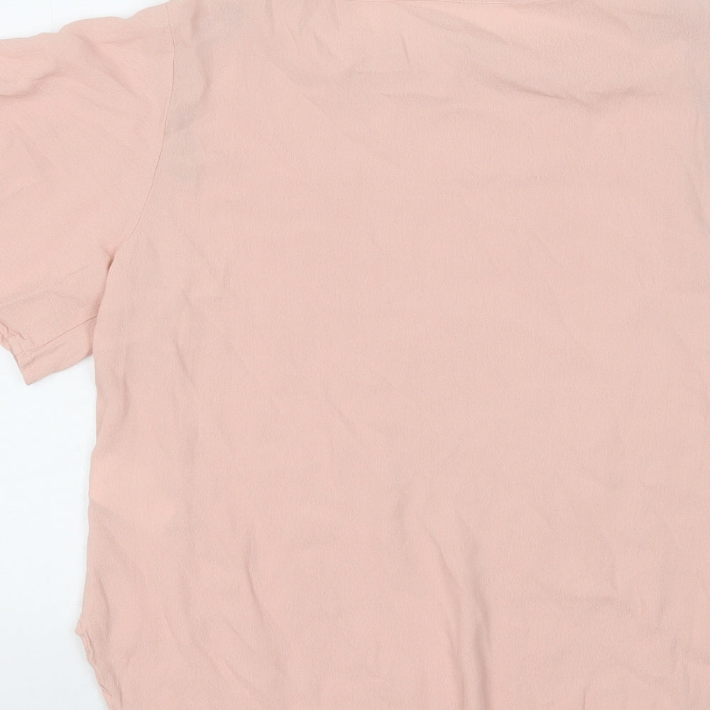 H&M Womens Pink  Viscose Basic Blouse Size 8 Round Neck