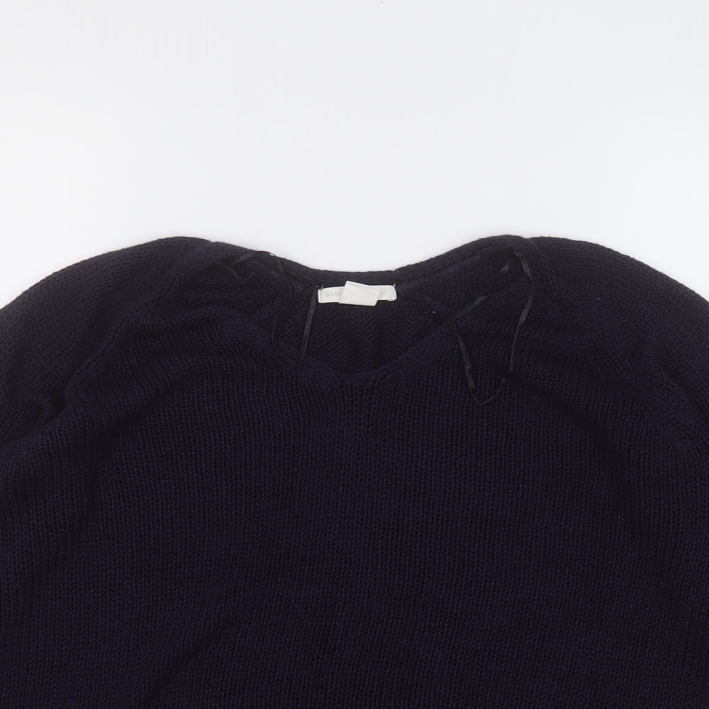 H&M Womens Blue Round Neck  Acrylic Pullover Jumper Size S