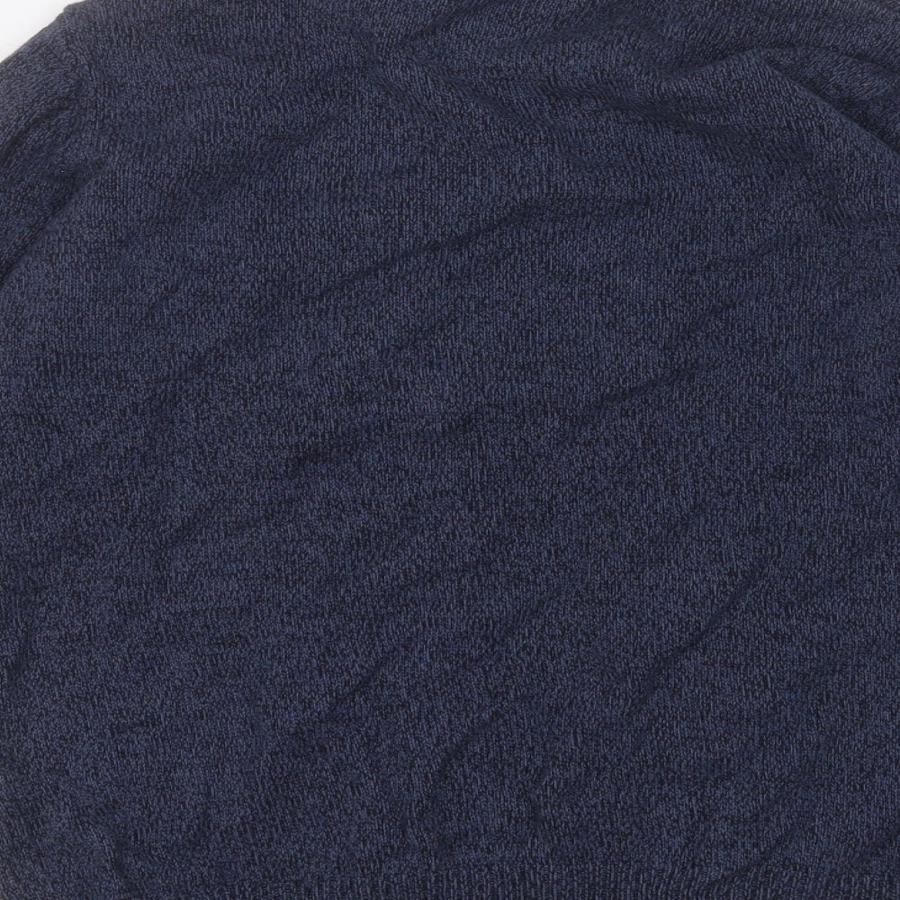 Easy Womens Blue Round Neck  Cotton Pullover Jumper Size M