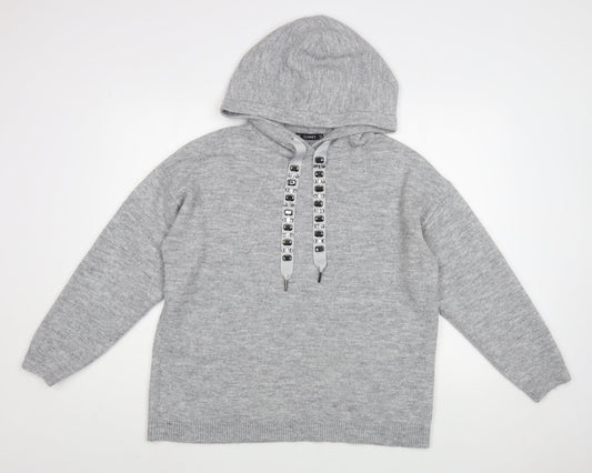 Dunnes Stores Womens Grey  Acrylic Pullover Hoodie Size M  Pullover