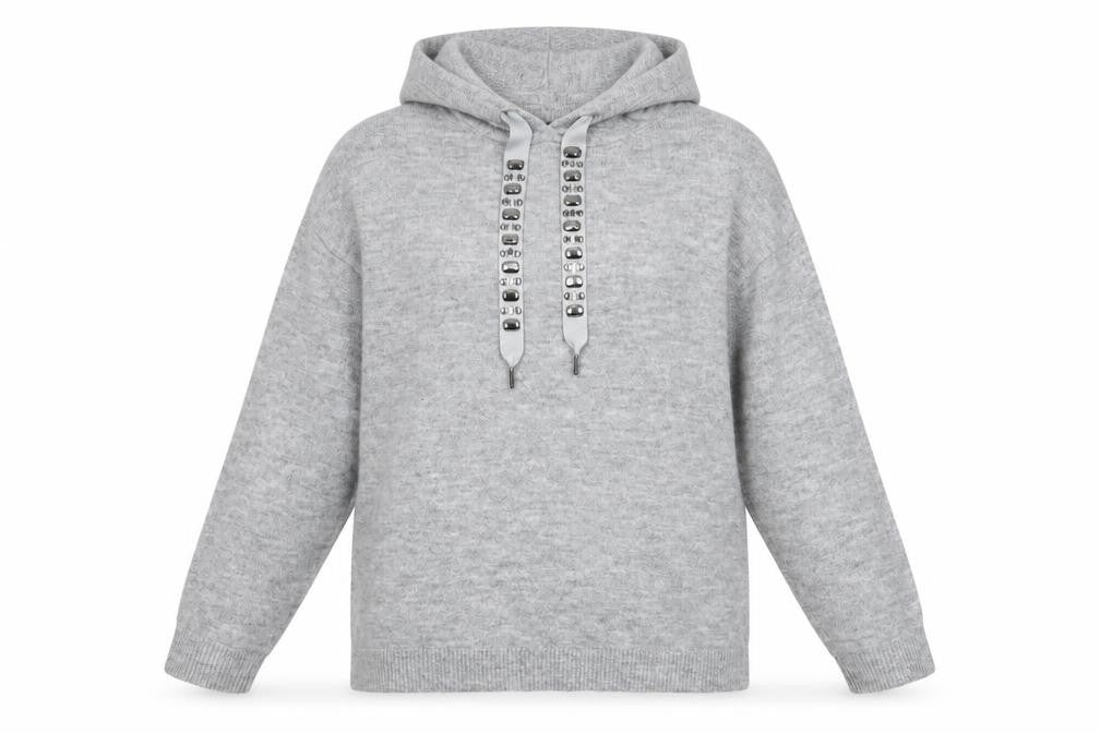 Dunnes Womens Grey  Acrylic Pullover Hoodie Size M  Pullover