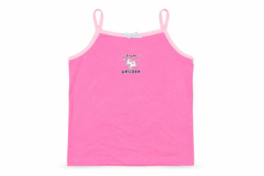 Primark Girls Pink  Cotton Camisole T-Shirt Size 2-3 Years Round Neck Pullover - Unicorn