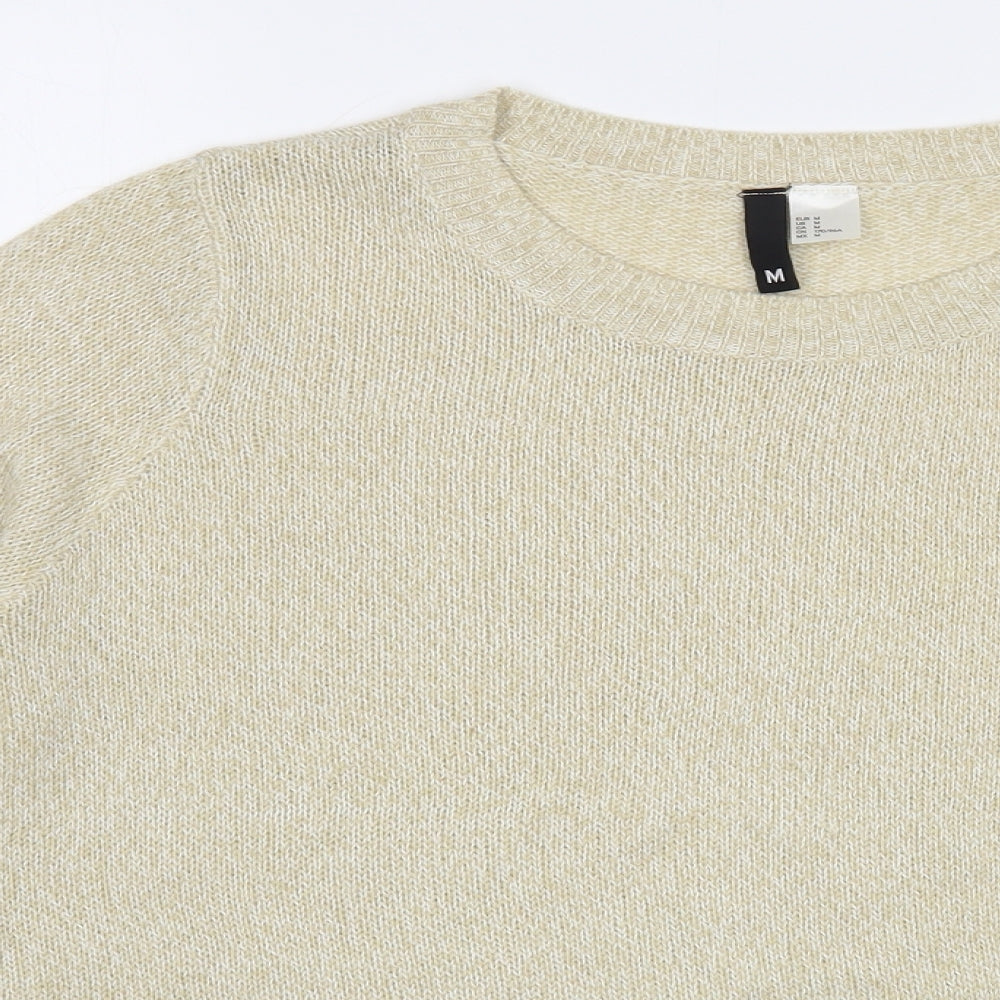 H&M Womens Beige Boat Neck  Acrylic Pullover Jumper Size M