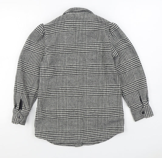 NEXT Girls Black Houndstooth Jacket Size 9 Years Button