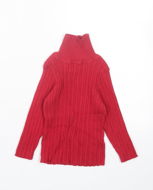 Nutmeg Girls Red Cotton Basic Casual Size 2 Years High Neck Pullover