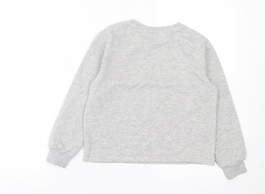 Very Girls Grey Polyester Basic Casual Size 10 Years Crew Neck Pullover