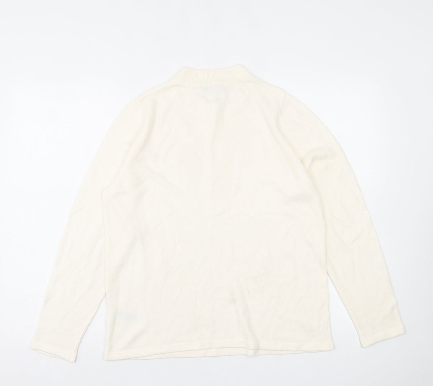 Marks and Spencer Womens Ivory Crew Neck Acrylic Pullover Jumper Size 14