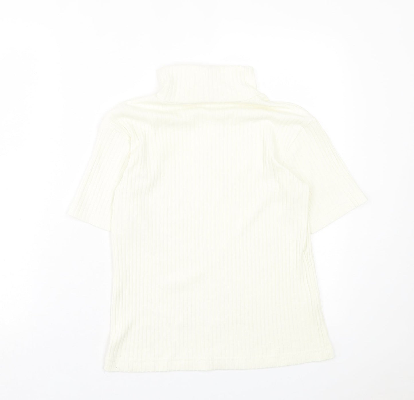 Joie de Vivre Womens Ivory Polyester Basic T-Shirt Size 10 Roll Neck