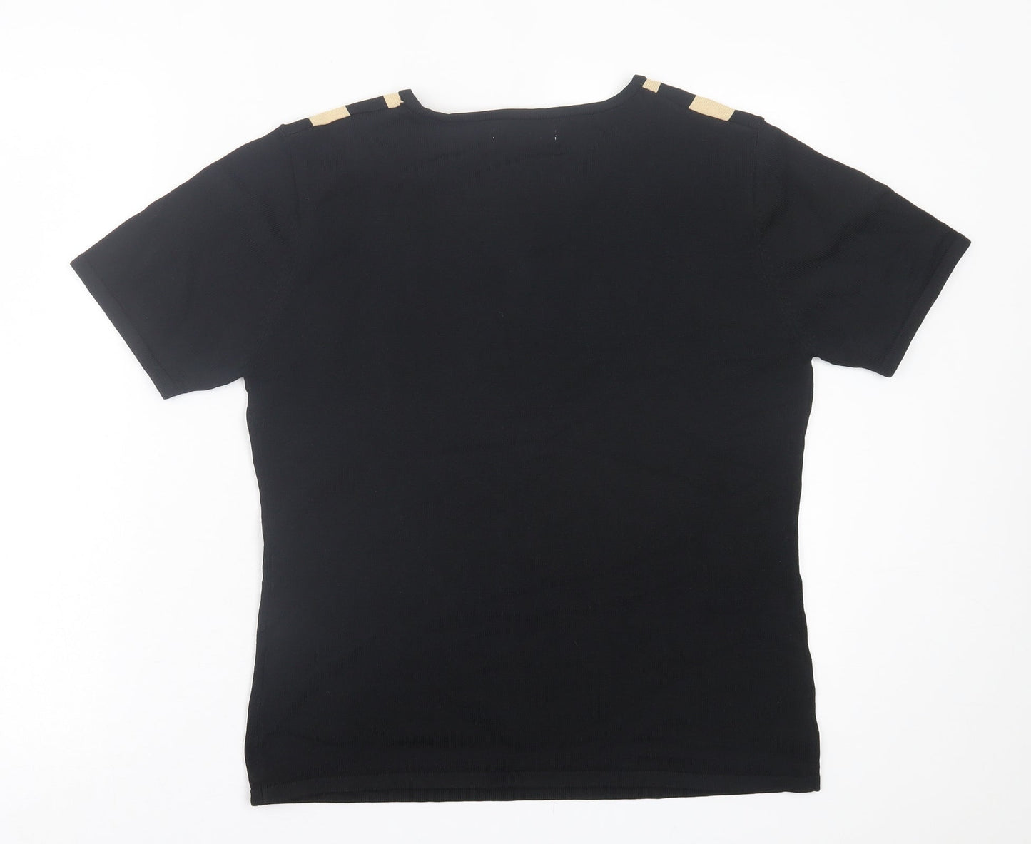 Just Elegance Womens Black Viscose Basic T-Shirt Size L Crew Neck