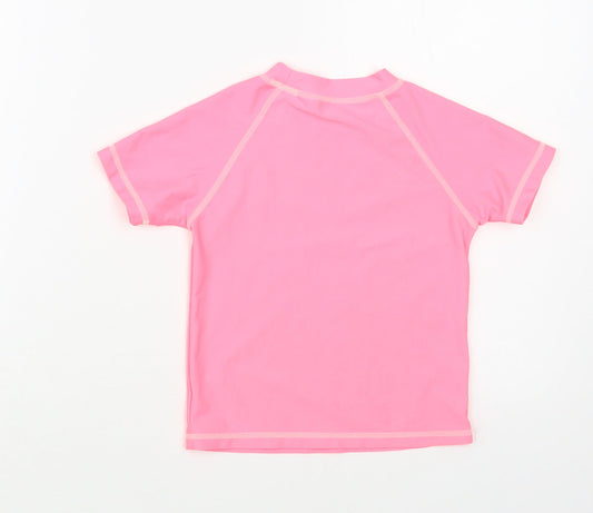 Dunnes Stores Girls Pink Polyester Pullover T-Shirt Size 5 Years Crew Neck Pullover - Beach Swim