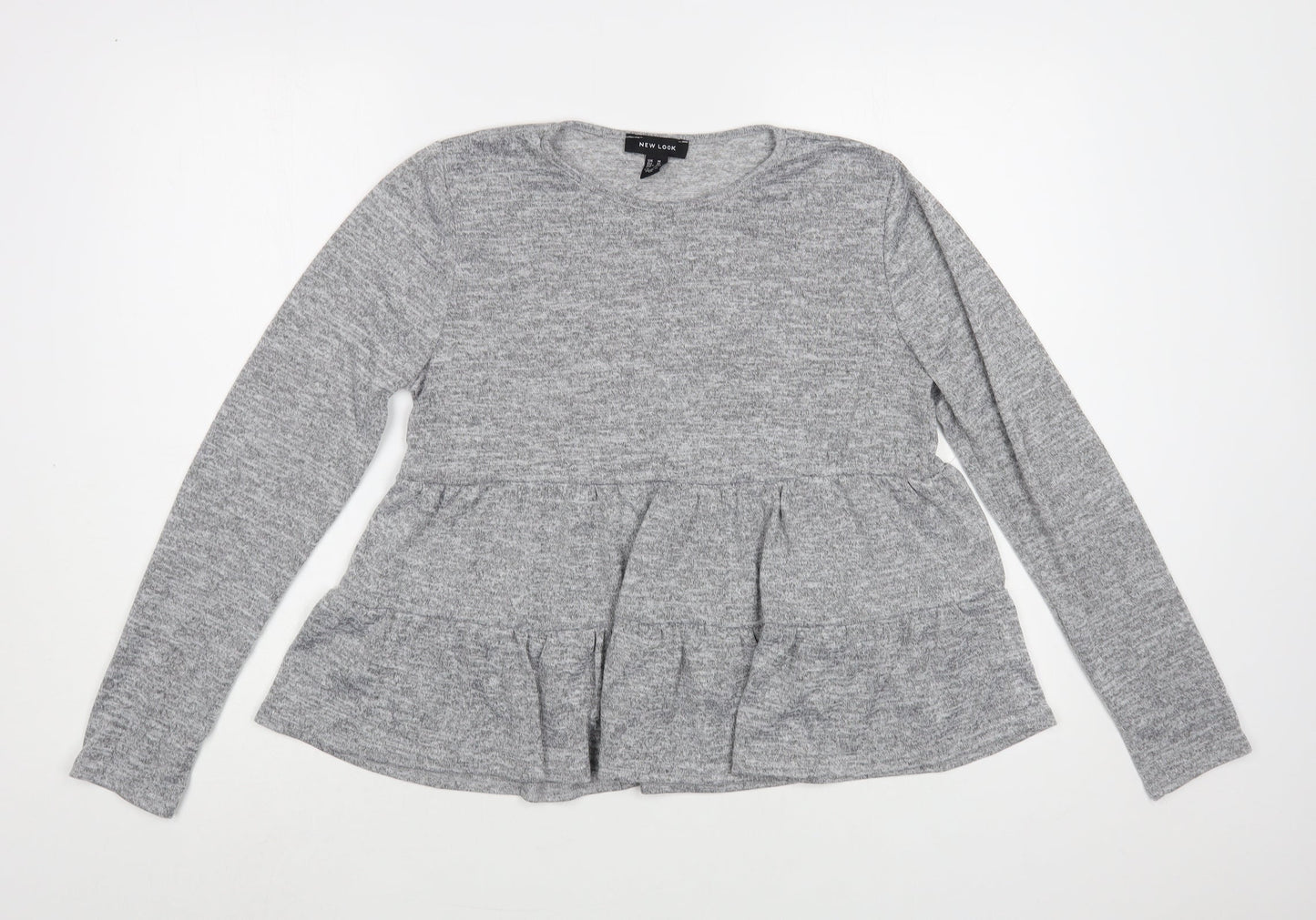 New Look Womens Grey Crew Neck Polyester Pullover Jumper Size M