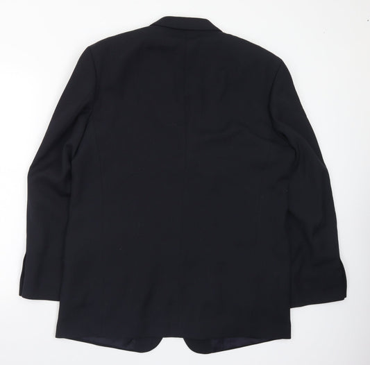 David Moss Mens Black Polyester Jacket Suit Jacket Size 44