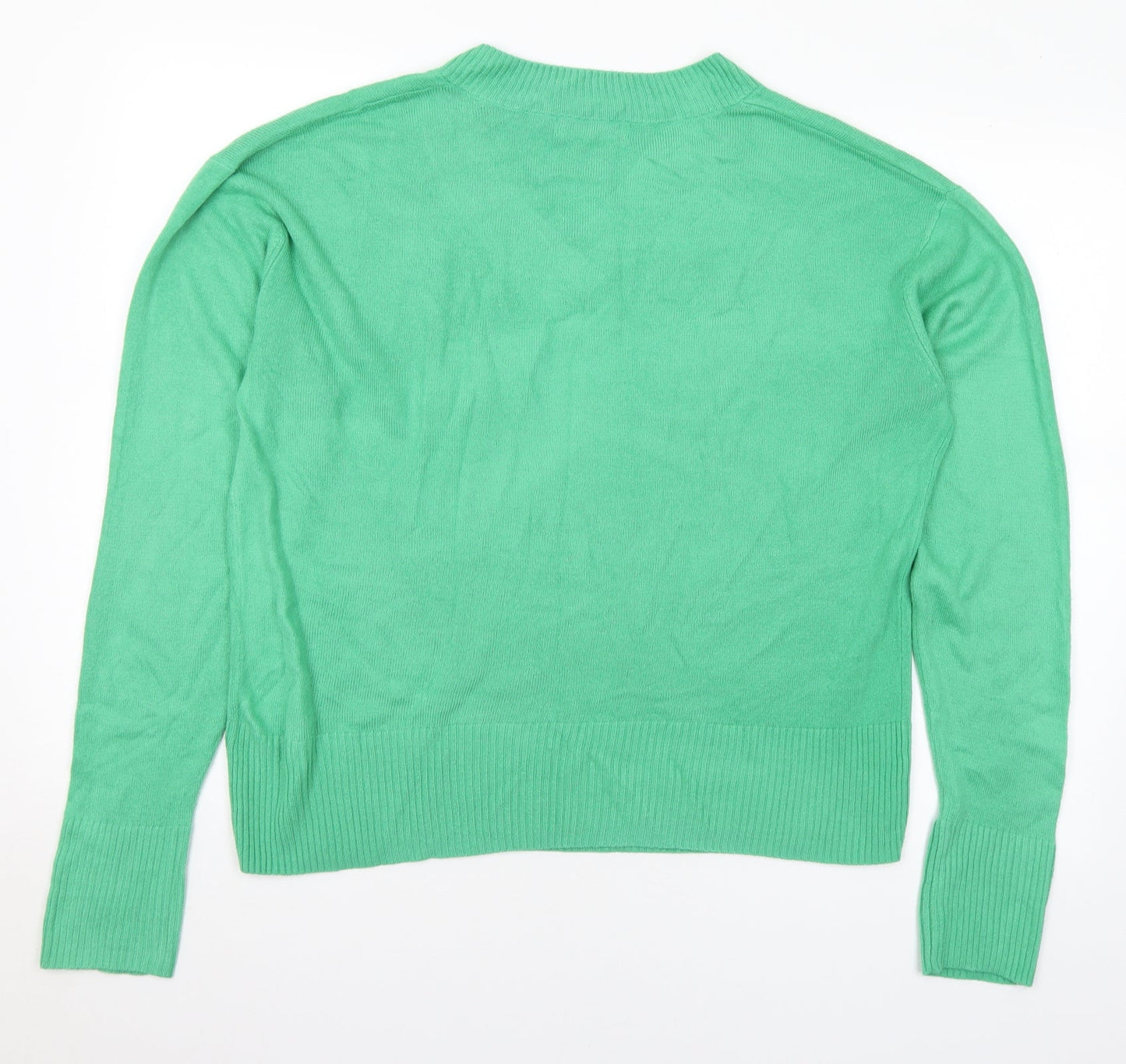 Marks and Spencer Womens Green V-Neck Acrylic Pullover Jumper Size 14