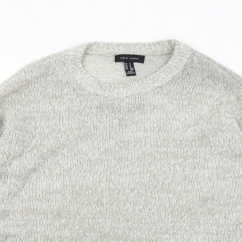 New Look Womens Grey Crew Neck Acrylic Pullover Jumper Size S