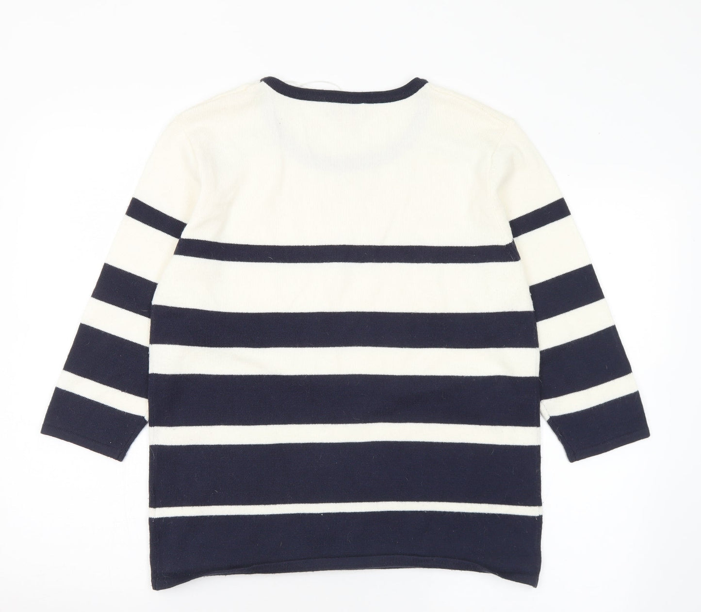 Paramour Womens Blue Round Neck Striped Acrylic Pullover Jumper Size M
