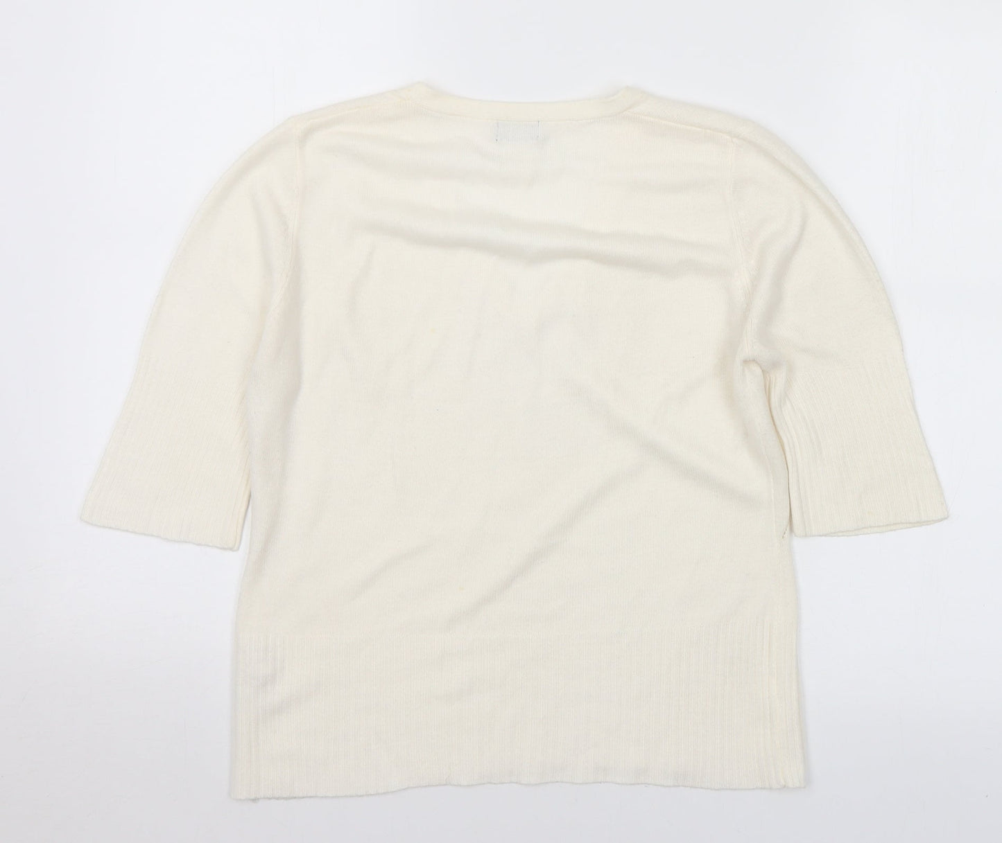 Debenhams Womens Ivory V-Neck Acrylic Pullover Jumper Size 12