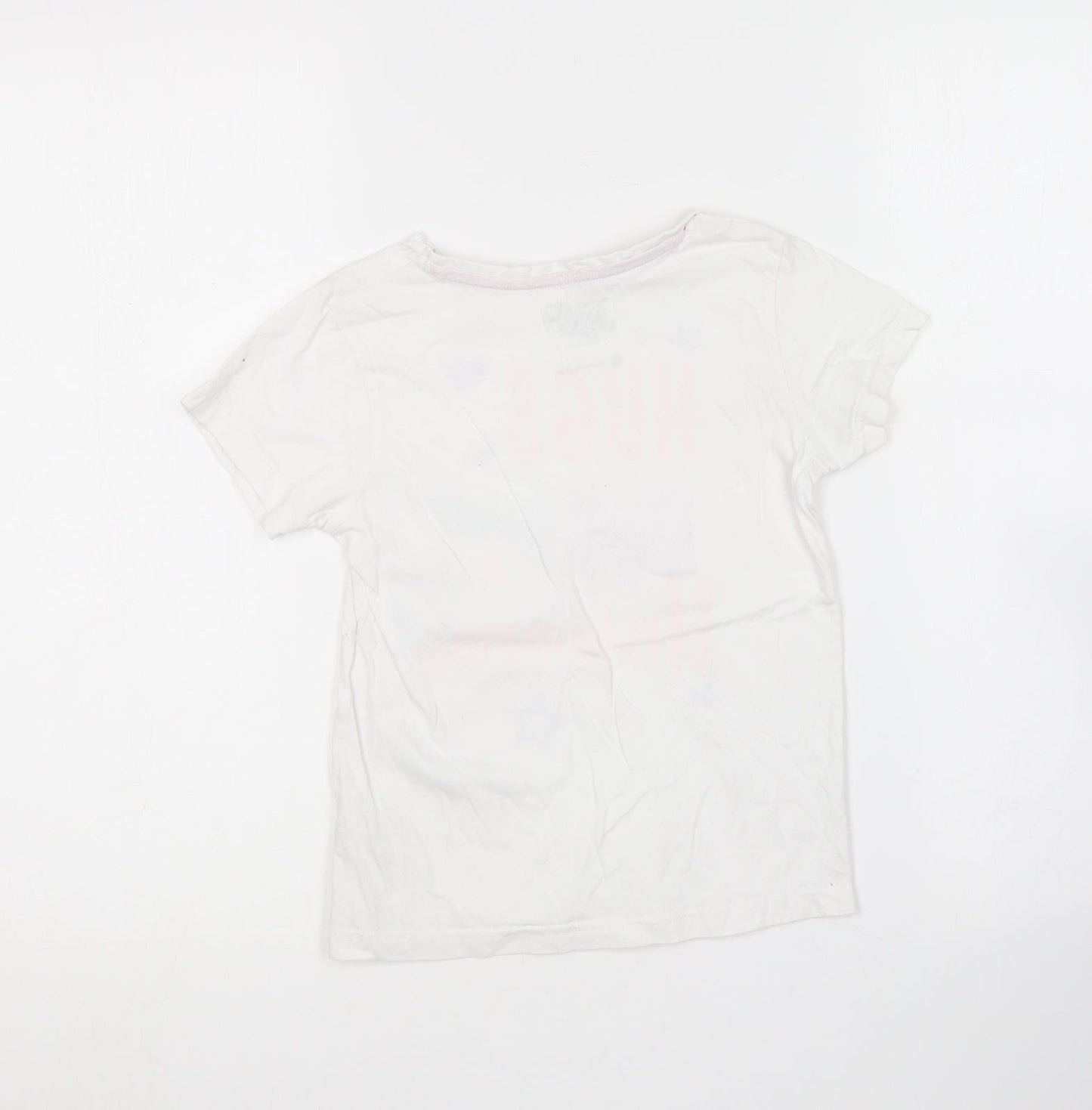 Nickelodeon Girls White Cotton Basic T-Shirt Size 7 Years Round Neck - Jojo Siwa