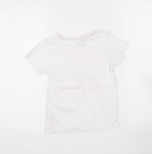 Nickelodeon Girls White Cotton Basic T-Shirt Size 7 Years Round Neck - Jojo Siwa