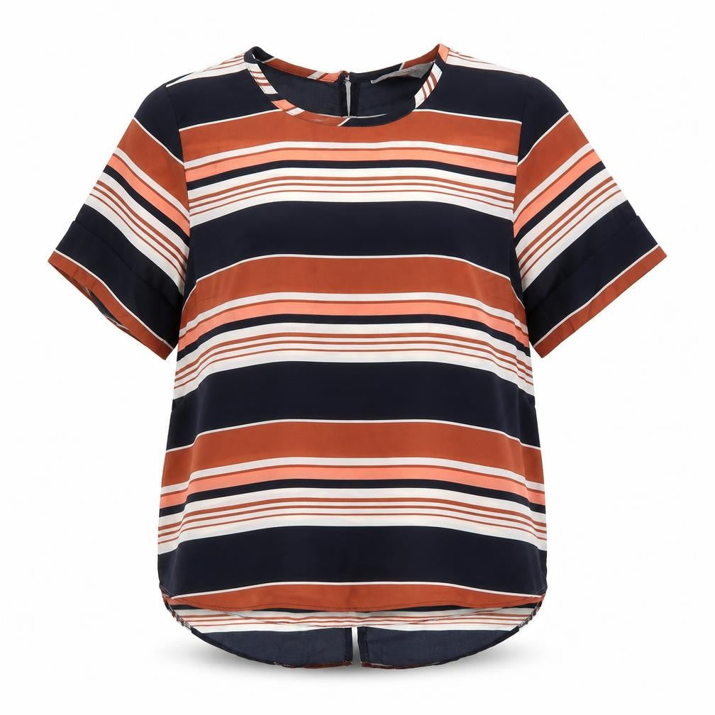 Dorothy Perkins Womens Multicoloured Striped Polyester Basic Blouse Size 8 Round Neck