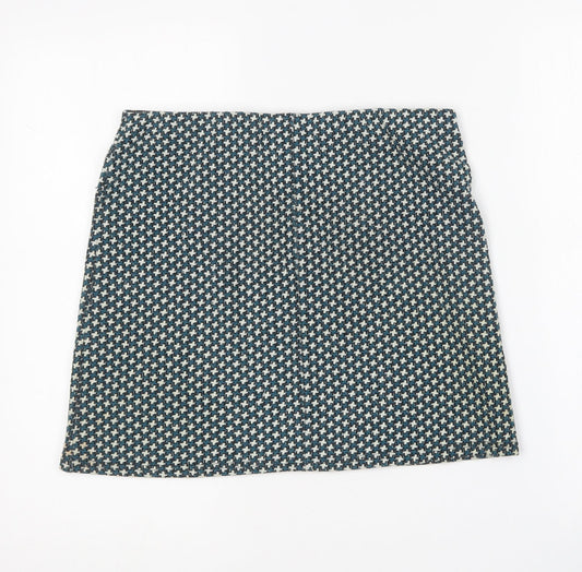 Cooperative Womens Green Geometric Polyester Mini Skirt Size M