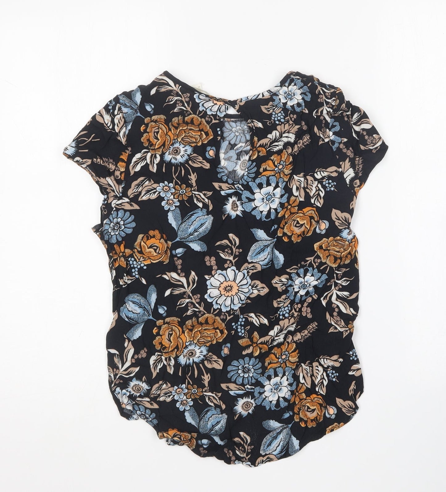H&M Womens Multicoloured Floral Viscose Basic Blouse Size 6 Round Neck