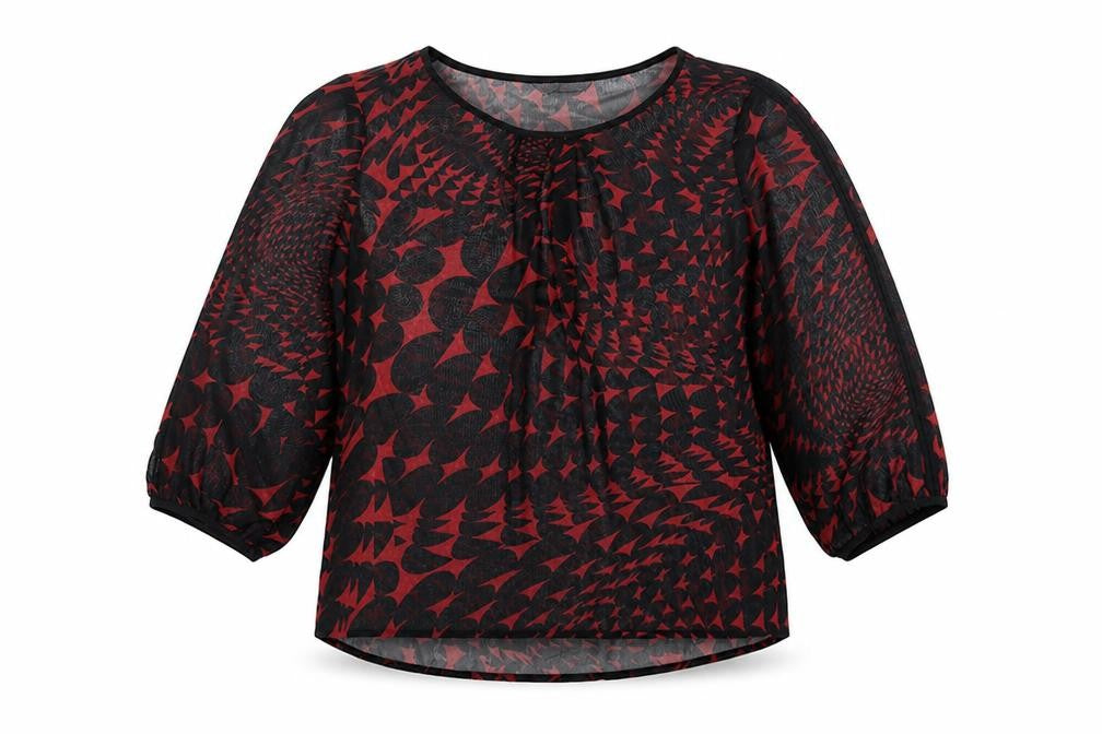 Marks and Spencer Womens Red Polyester Tunic Blouse Size 12 Round Neck