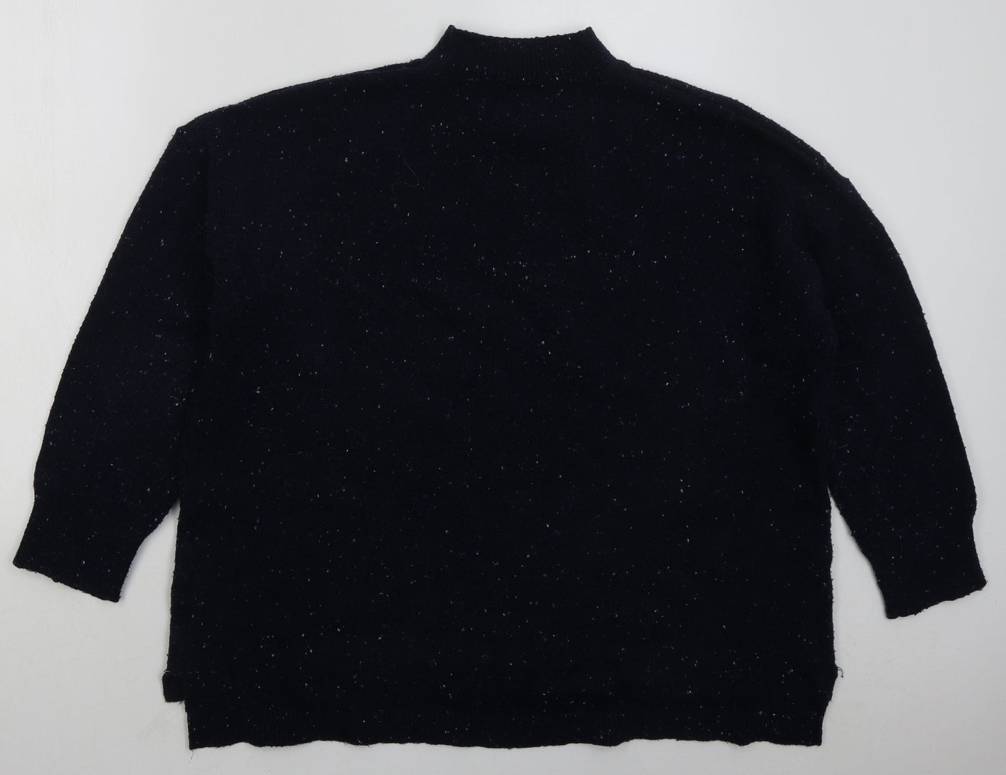 Simply Be Womens Blue Mock Neck Acrylic Pullover Jumper Size 16
