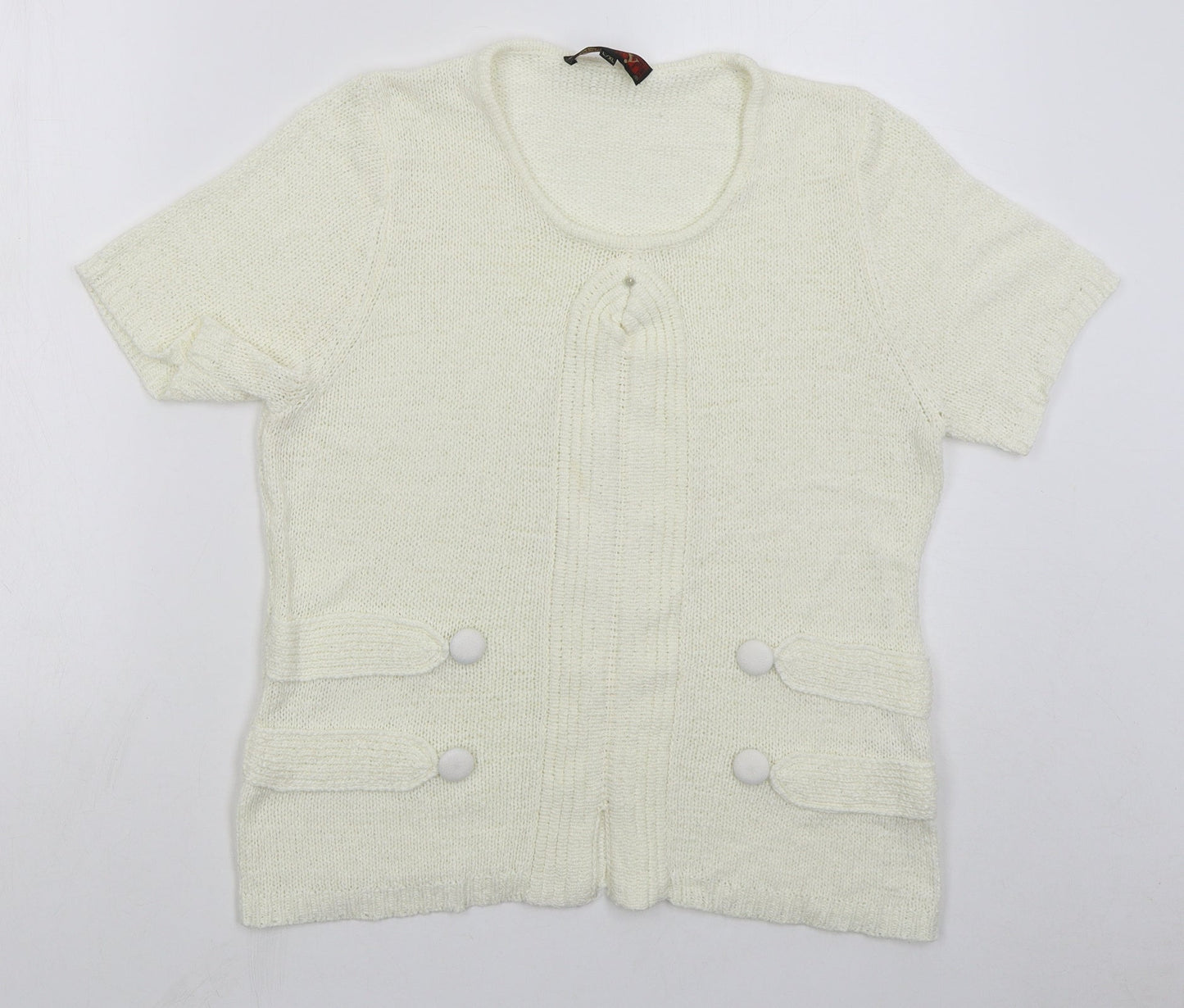 Stephen Womens Ivory Round Neck Acrylic Pullover Jumper Size L