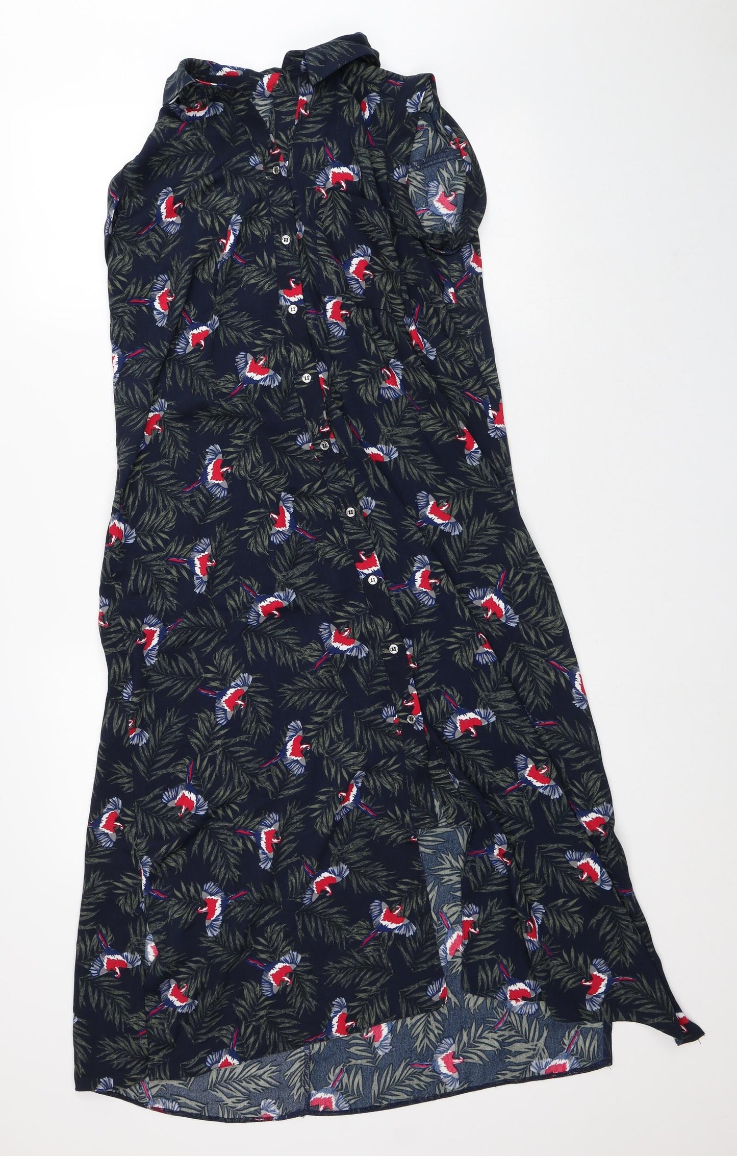 Yessica Womens Green Floral Polyester A-Line Size 8 Collared