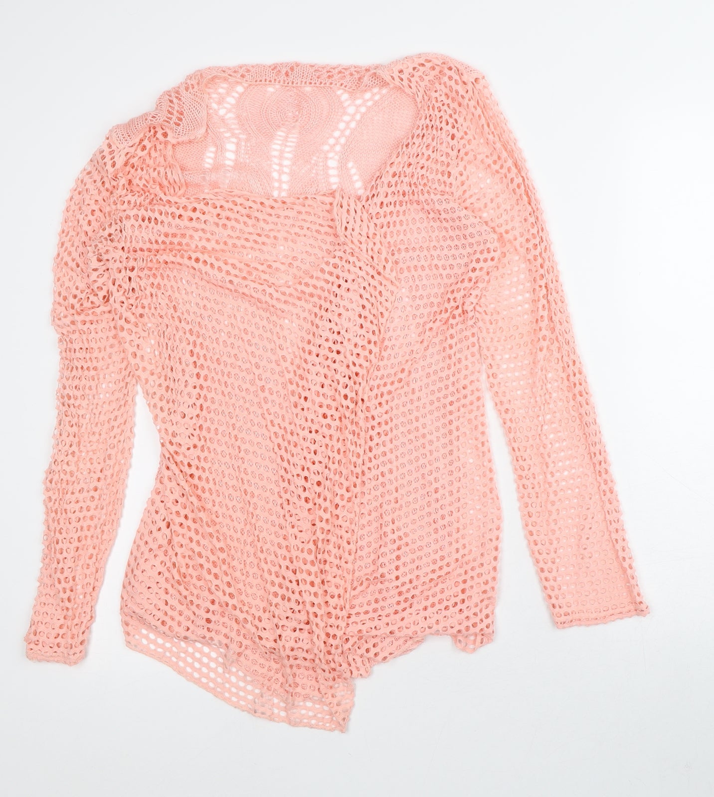 Preworn Womens Pink Round Neck Viscose Cardigan Jumper Size S