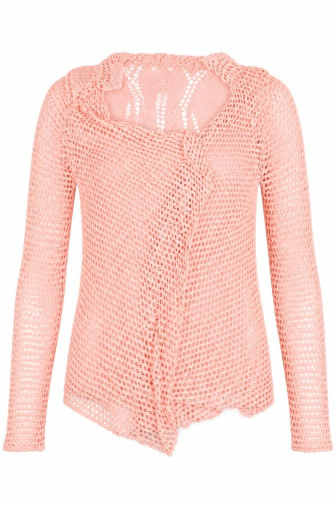 Preworn Womens Pink Round Neck Viscose Cardigan Jumper Size S