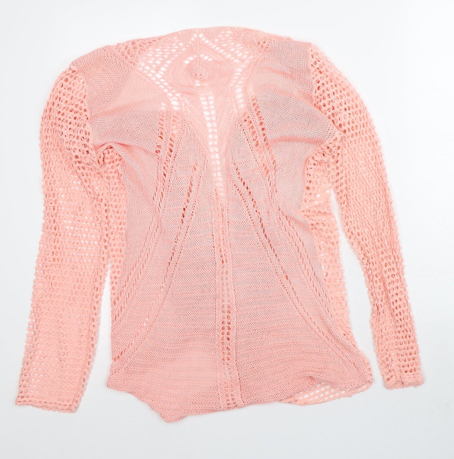 Preworn Womens Pink Round Neck Viscose Cardigan Jumper Size S